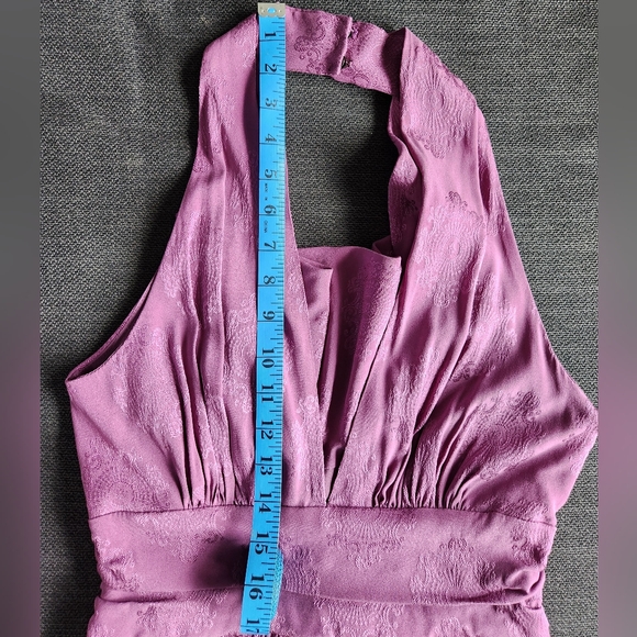 Nicole Miller Purple Silk Halter Deep V-neck Cowl Back Bubble Hem Dress/US 6 - Picture 11 of 16